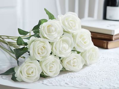 100 Pcs Fake Velvet Silk White Roses Artificial Flowers Bulk Wedding Decor
