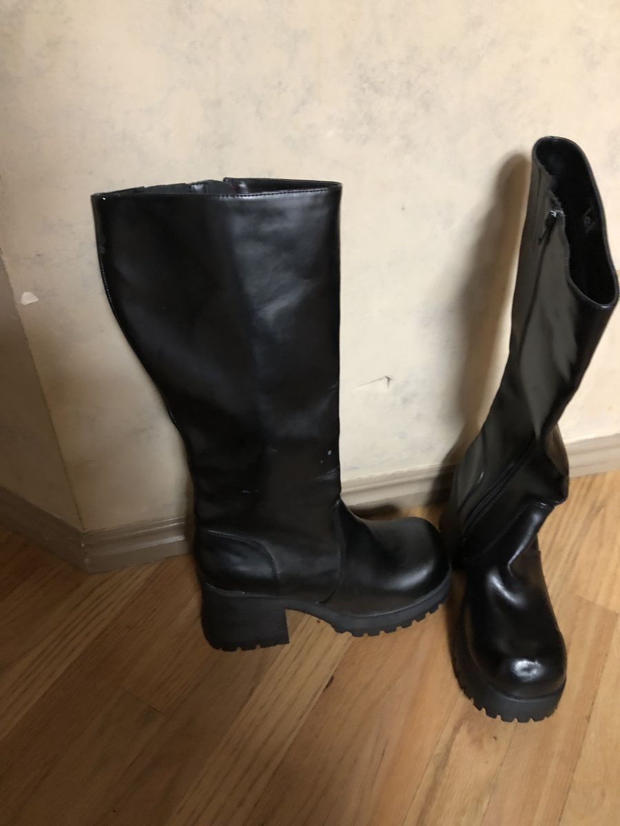Lei Black Leather Womens Boots Size 10