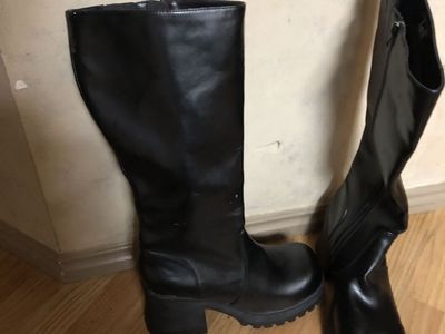 Lei Black Leather Womens Boots Size 10