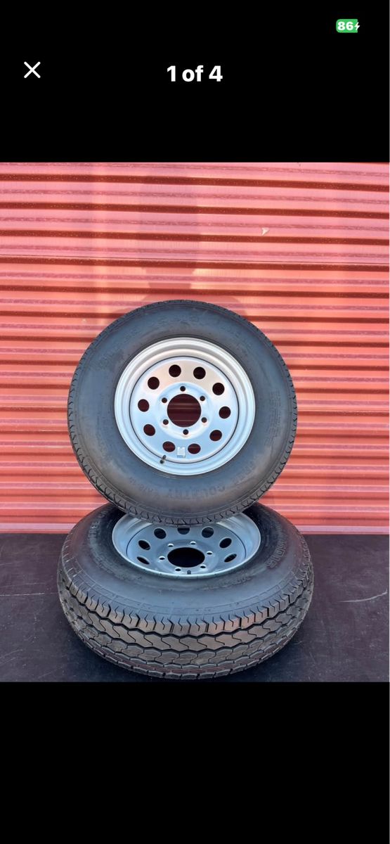 Set of 2 Free Country ST 205/75 D 15 Trailer Tires Mounted on New Silver Mod Wheels 6 on 5.5 Lug Pattern Brand New