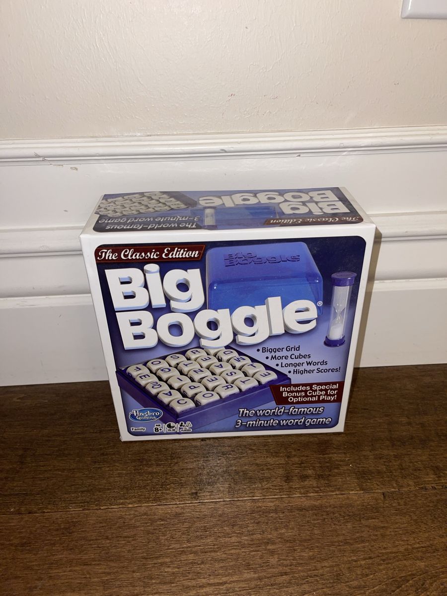 Big Boggle -Classic Edition -Bigger Grid -More Cubes -Longer Words -Hasbro 2013