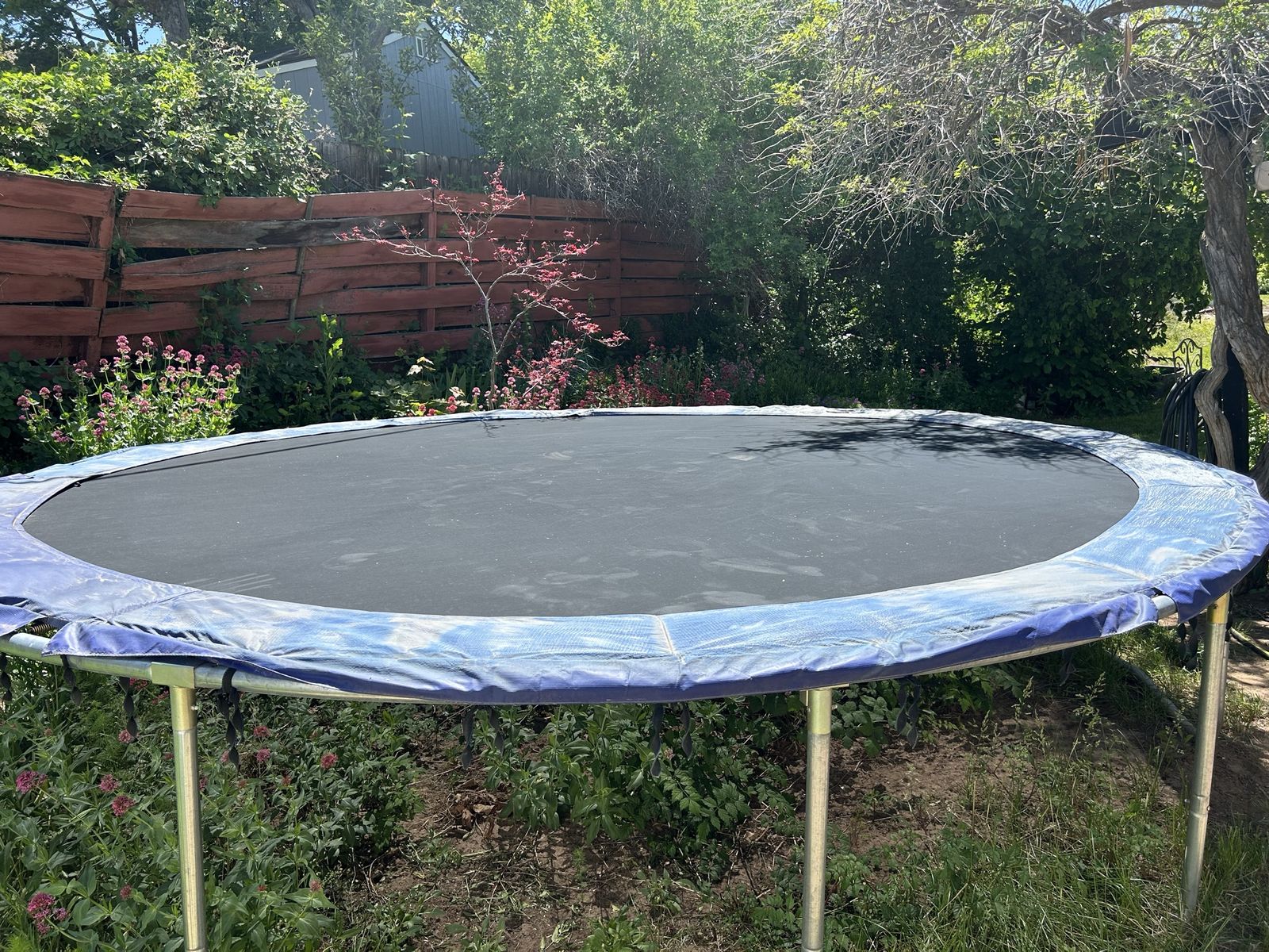 14” trampoline with unused enclosure