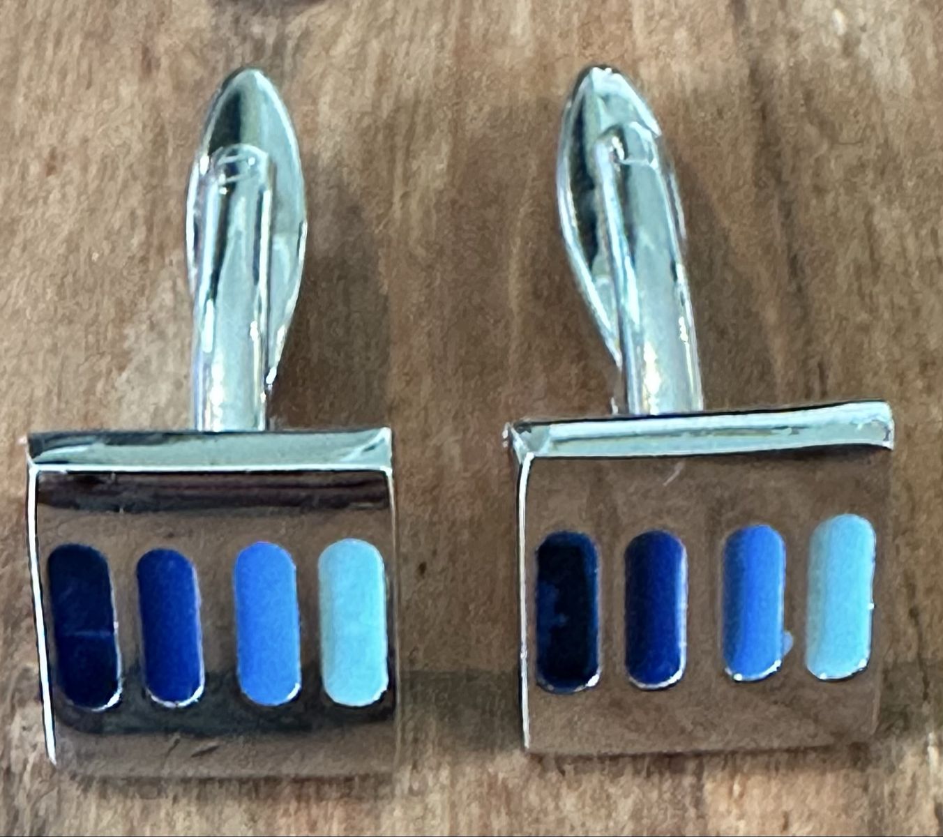 Vintage Geometric Blue Enamel Cufflinks