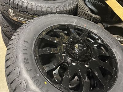 6 New Dually DRW 8x210 Black Fuel Blitz LT275/65r20 Blackhawk AT 3 peak snowflake rated 2011+ Chevy Silverado GMC 3500 Duramax