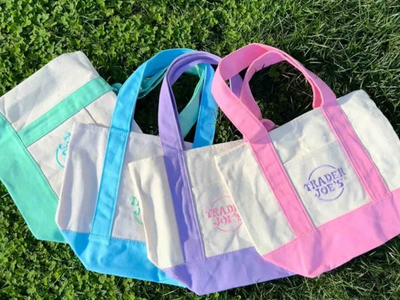 Trader Joe's Mini Canvas Tote Bags - set of 4