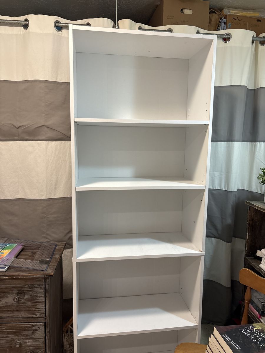 Tall White Book Shelf Bookcase Display Unit 71.5" x 25" x 11.75"