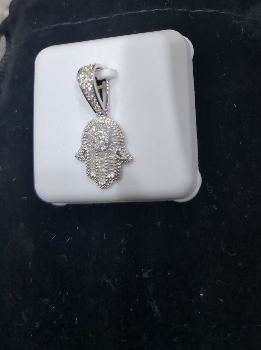 Moissanite 925 Silver Hamsa Hand Pendant