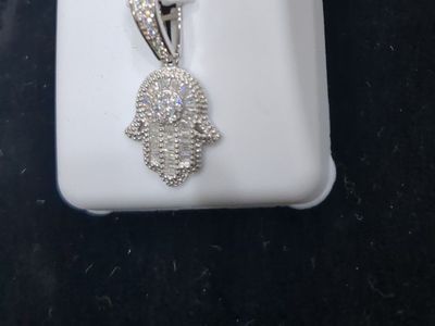 Moissanite 925 Silver Hamsa Hand Pendant