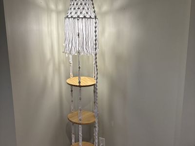 Boho Macramé Hanging Shelf Lamp – Dimmable