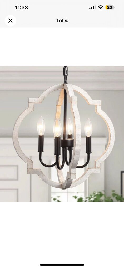 New In box Farmhouse Orb Wood Chandelier