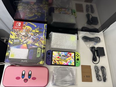 Nintendo Switch Oled Splatoon Edition Modded 256gb W/ Games