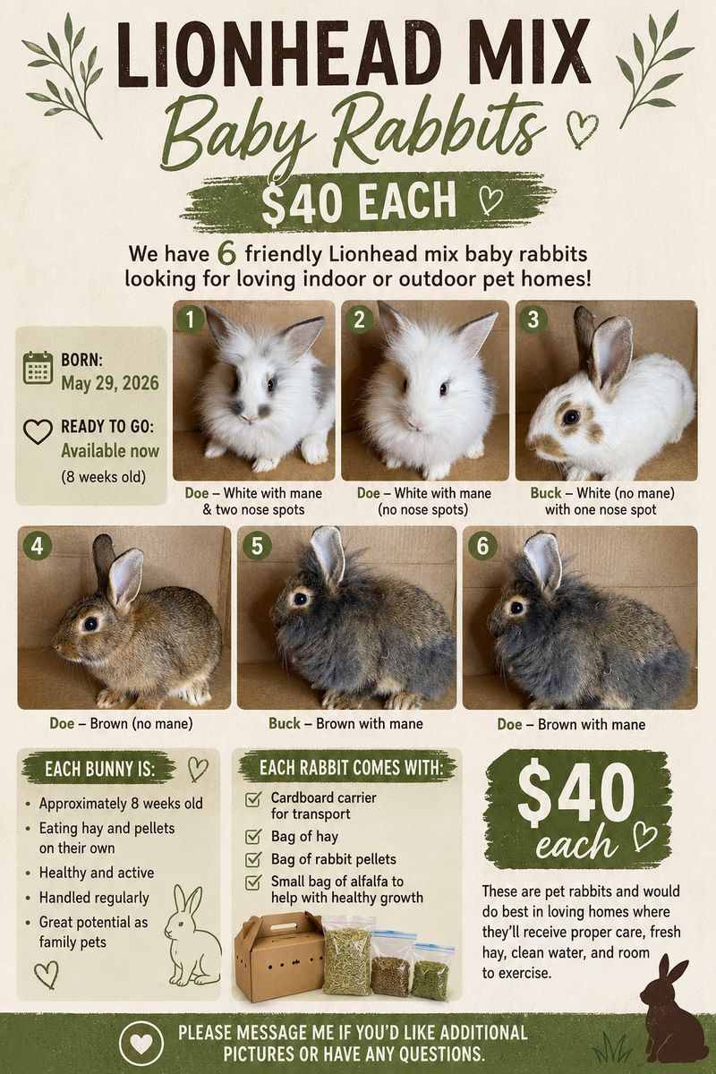Lionhead Mix Baby Rabbits