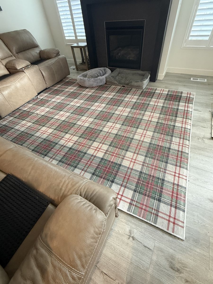 8 x 10 Ruggable plaid rug and pad