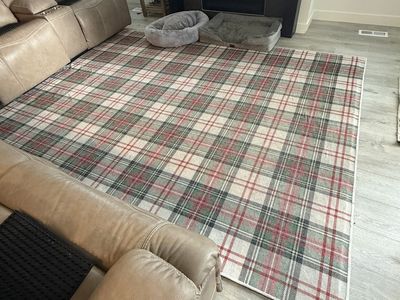 8 x 10 Ruggable plaid rug and pad