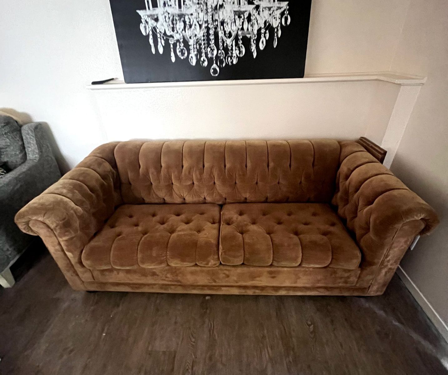 Velvet Chesterfield Sofa Bed Brown