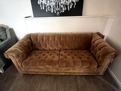Velvet Chesterfield Sofa Bed Brown