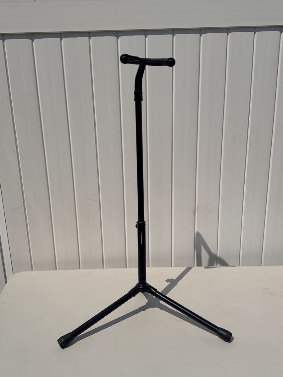 Collapsible Black Guitar Stand - Adjustable Height Folding Tripod Stand