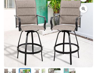 NEW IN BOX Set of 2 Outdoor Swivel Bar Stools