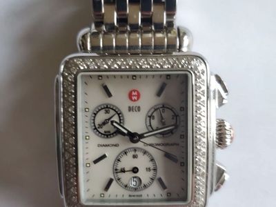 Michele Deco Diamond Chronograph Watch w/ Auth Card + Extra Strap