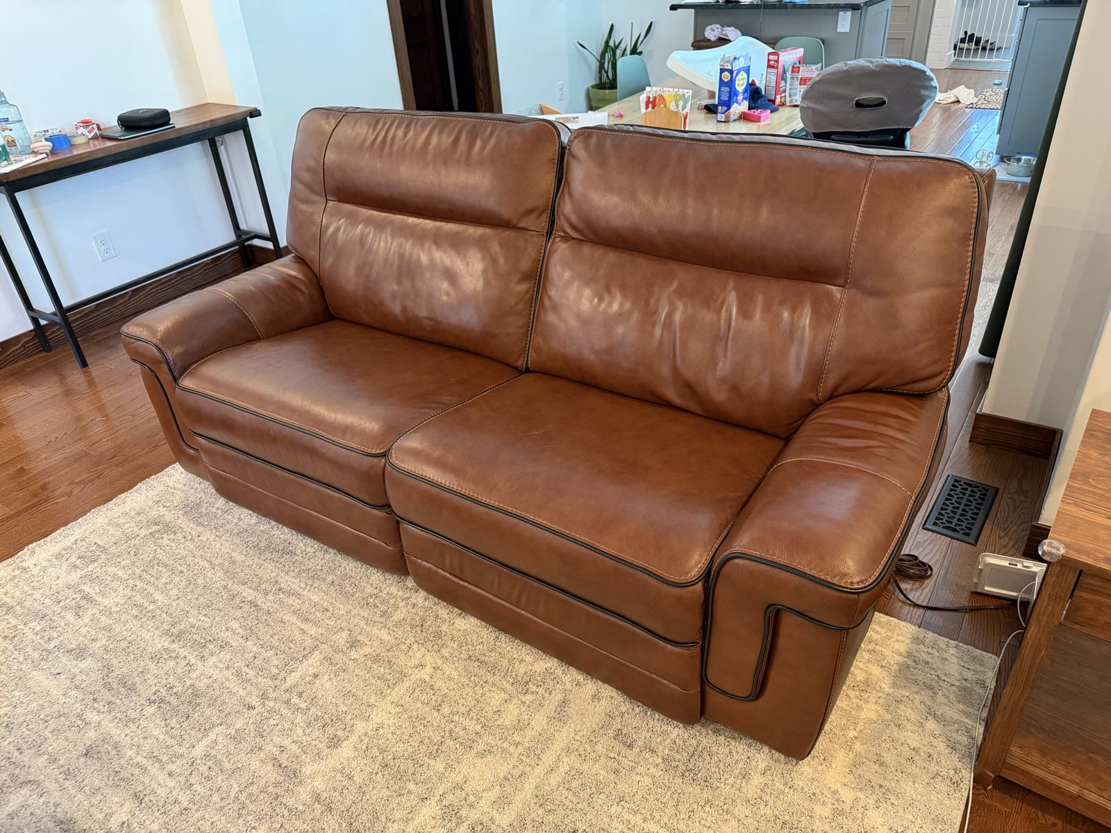 Brown Leather Reclining Sofa