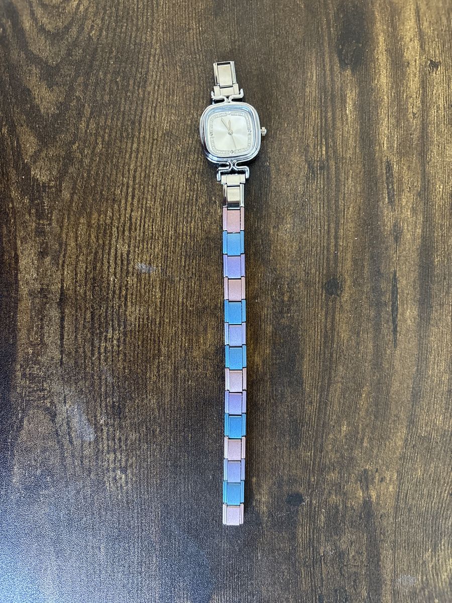 Customizable Italian Charm Watch & Necklace Set - Pink/Blue Tile Band, Whale Tail Pendant