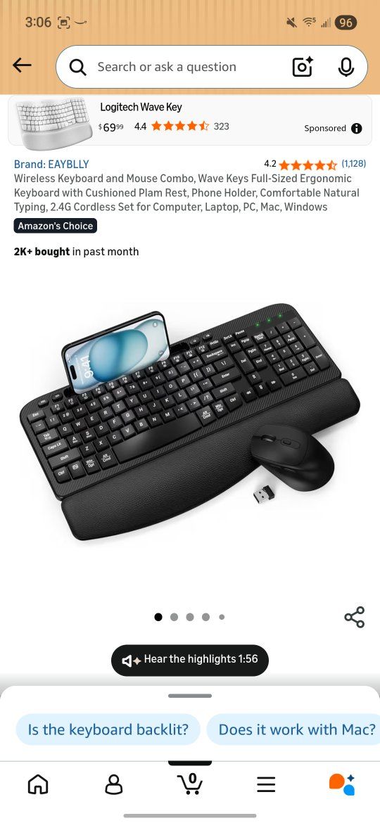 Keyboards with mouse and armrest. As well as brand New Logitech Zone 750 headset all still in the box.