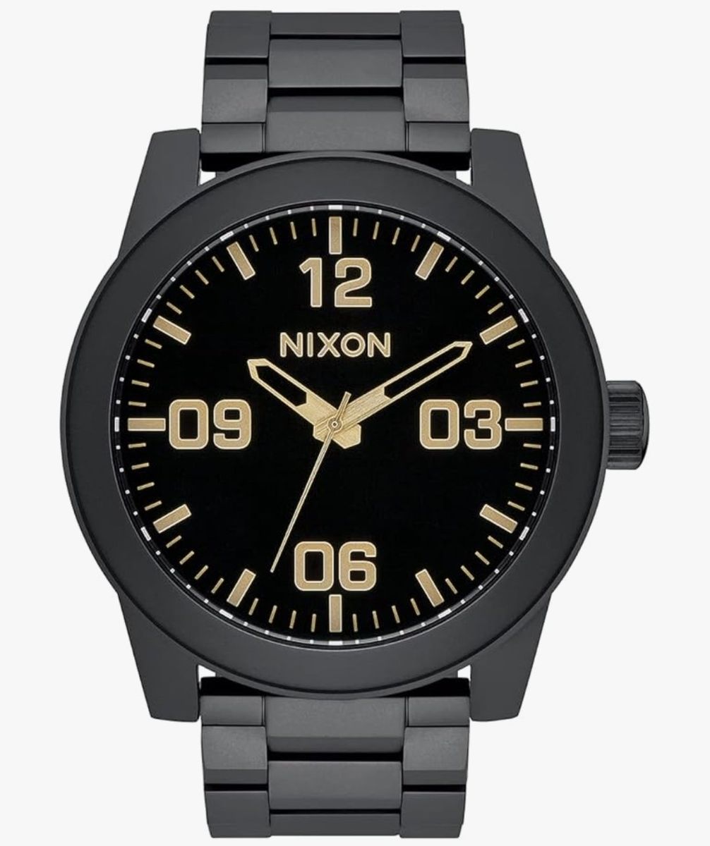 Nixon The Corporal SS Black/Gold Stainless Steel Watch 100M Water Resistant Japan Movement