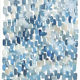Stupell Industries Coastal Tile Abstract Soft Blue Beige Shapes Art Print on Heavyweight Semi-Gloss Photo Paper Unframed
