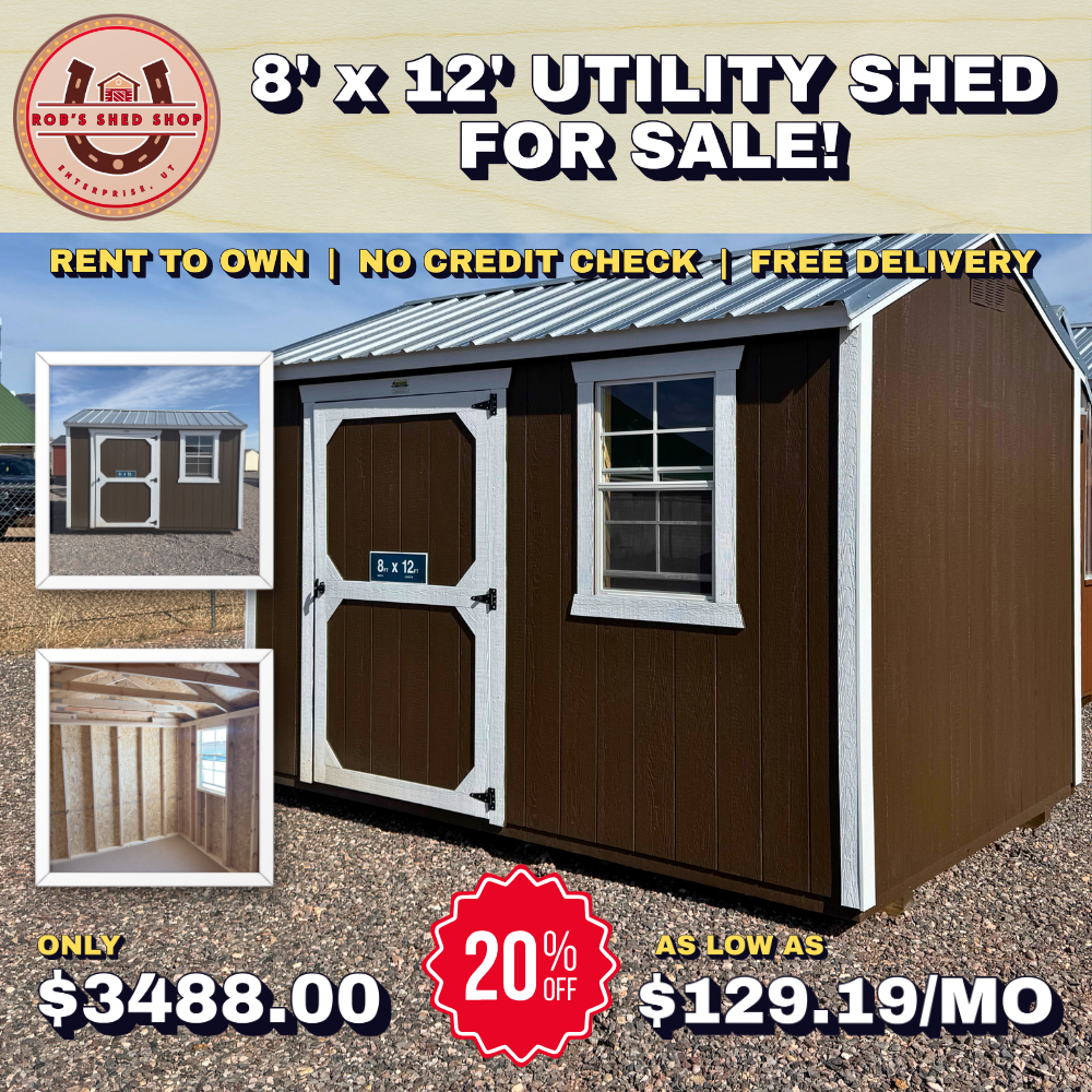 8x12 Utility Shed w/ Window & Side Door – 20% OFF + RTO Available