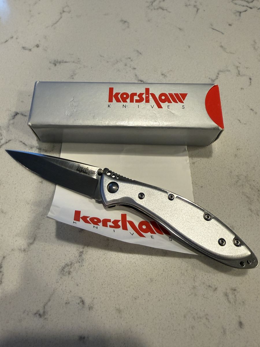 Kershaw Splinter Ken Onion Pocket Knife with Original Box Silver Stainless Steel