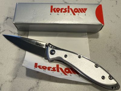 Kershaw Splinter Ken Onion Pocket Knife with Original Box Silver Stainless Steel