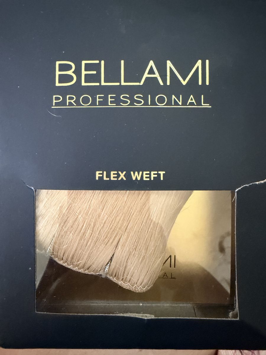New. BELLAMI PROFESSIONAL Flex Weft Hair Extensions - Golden Blonde #610, 16" 120g, Natural Straight