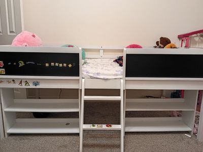 Children's Bed (Twin Size) Frame with Bookcases and Crawlspace
