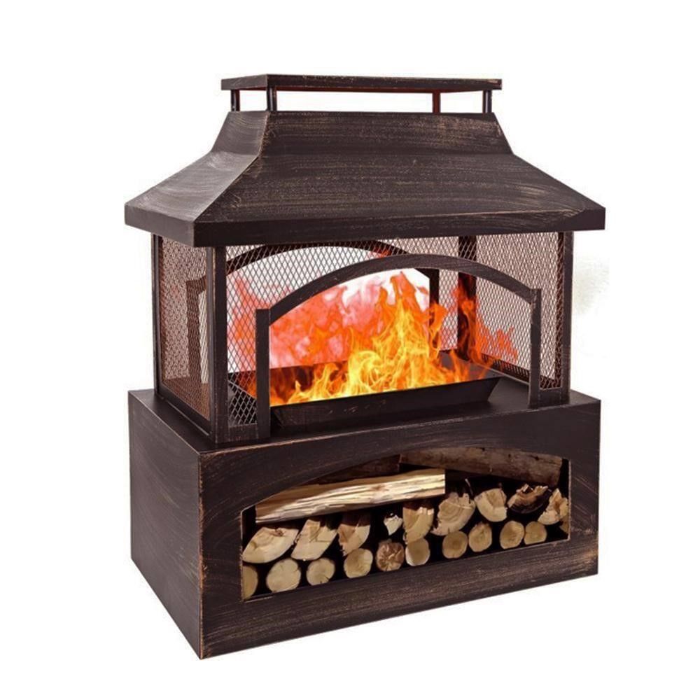 37in Steel Outdoor Wood Fireplace by Bestier