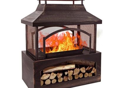 37in Steel Outdoor Wood Fireplace by Bestier