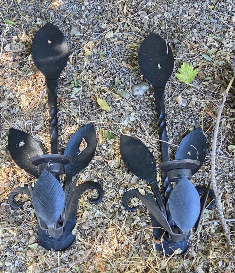 Vintage Large Wrought Iron Candle Wall Sconce