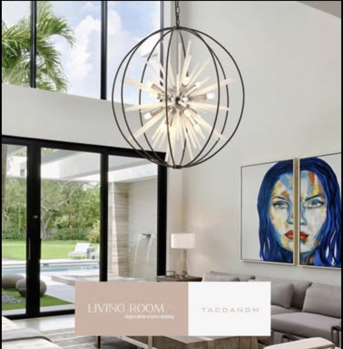 Unique Black & Silver Globe Sputnik Crystal Chandelier-See Description