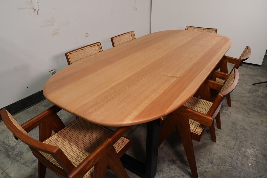 Sculpted Anigre Wood Dining Table
