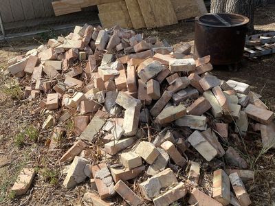 Pile of Used Bricks for Landscaping or Construction