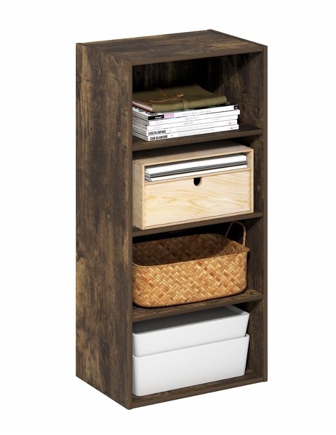 Furinno Basic Book Shelf, 4 -Tier Bookcase with open shelf