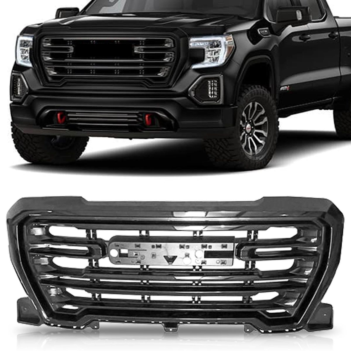 2019-2021 GMC Sierra 1500 Gloss Black Grille Front Upper Grill Assembly - NEW