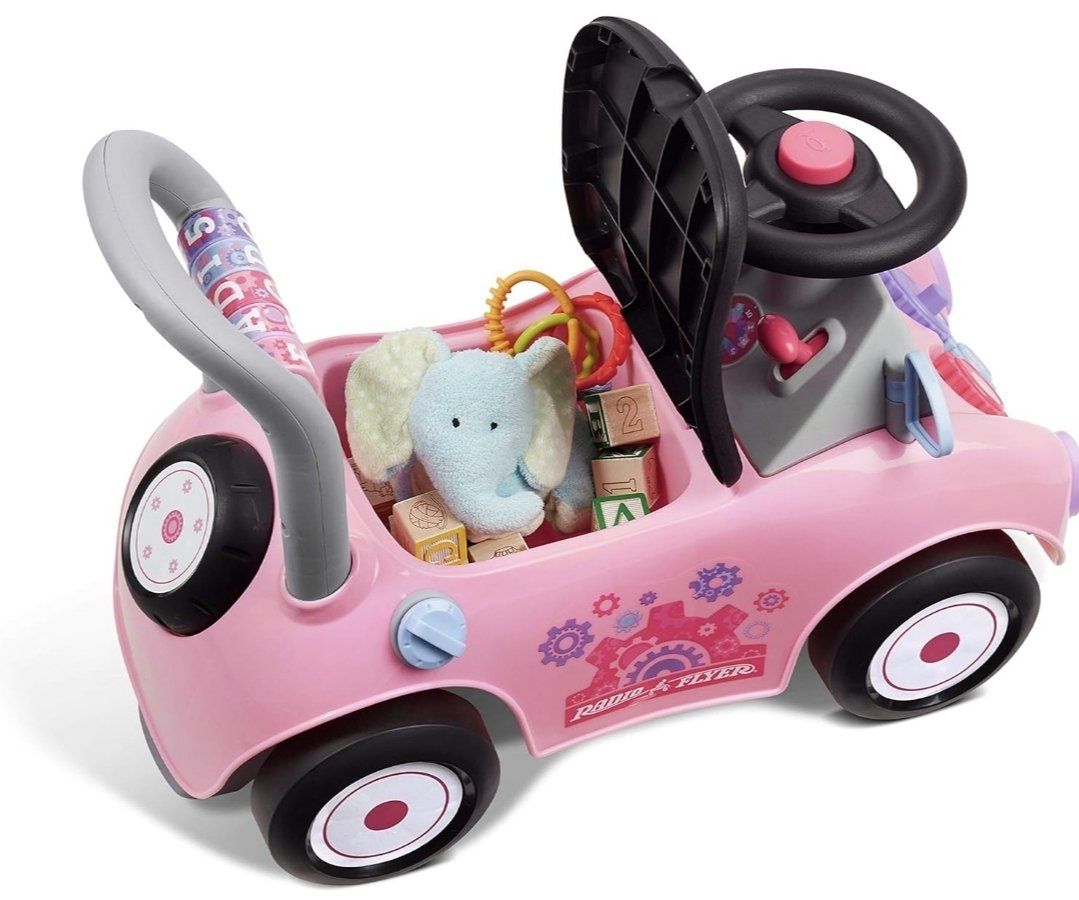 Radio Flyer Creativity Car, for Toddlers 1-3, 3-in-1 Push Walker Ride On Rocket with 17 Sensory Activities, Anti-Tip Feature