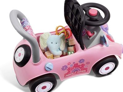 Radio Flyer Creativity Car, for Toddlers 1-3, 3-in-1 Push Walker Ride On Rocket with 17 Sensory Activities, Anti-Tip Feature