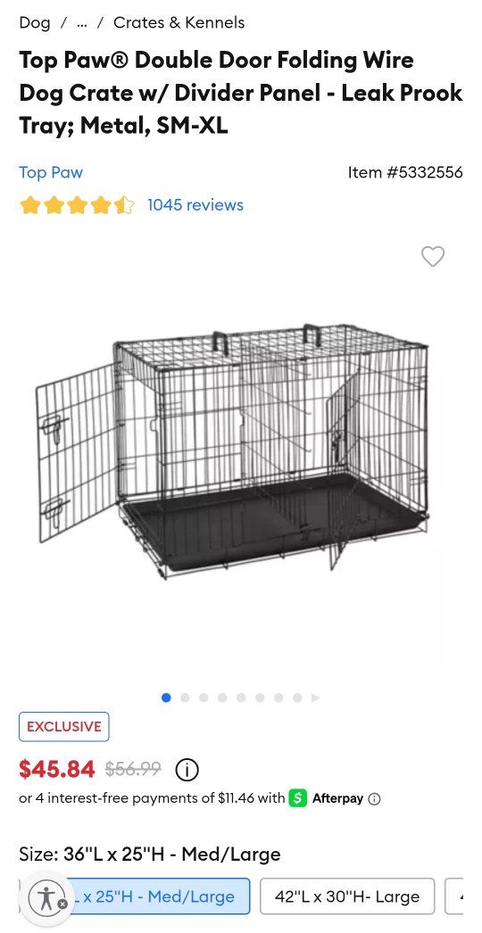 36 inch Top Paw Folding Dog Kennel/Crate
