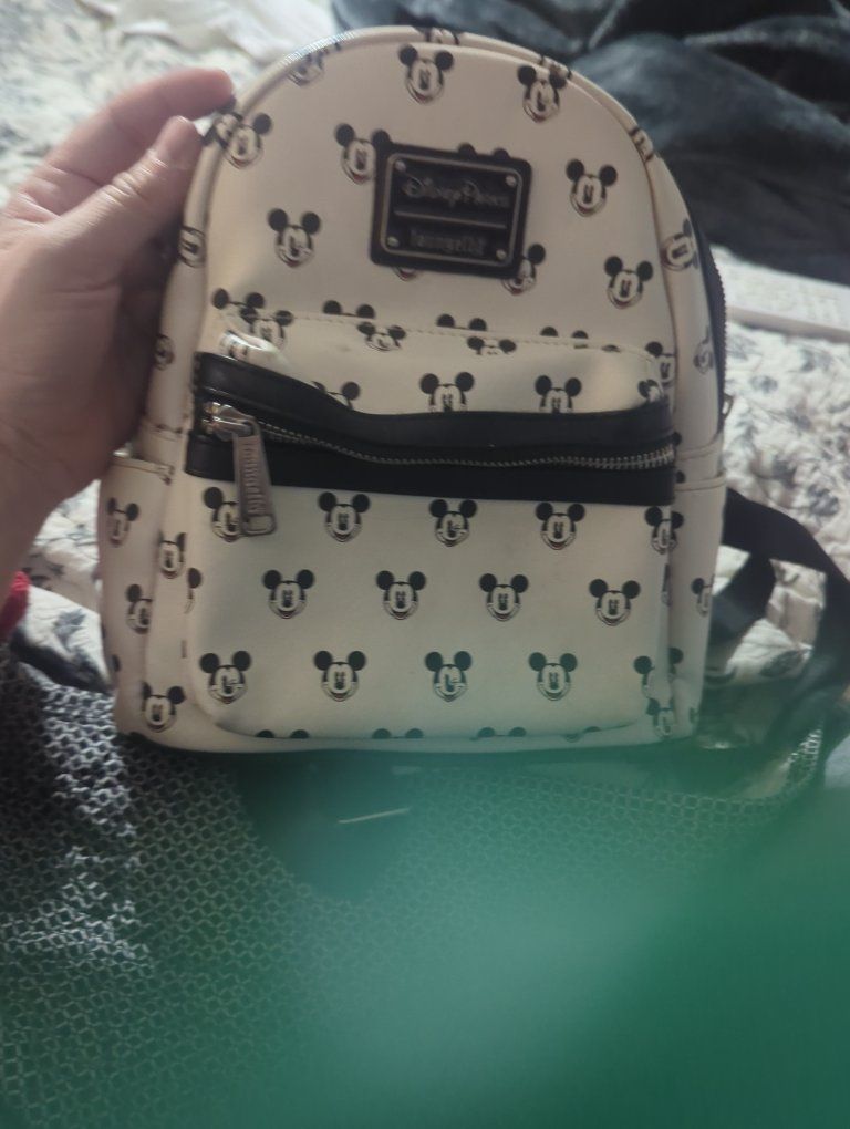 Disney Parks Loungefly Mickey Mouse Allover Print Mini Backpack - White/Black