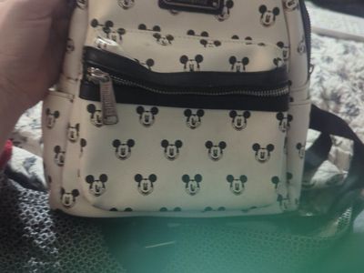 Disney Parks Loungefly Mickey Mouse Allover Print Mini Backpack - White/Black