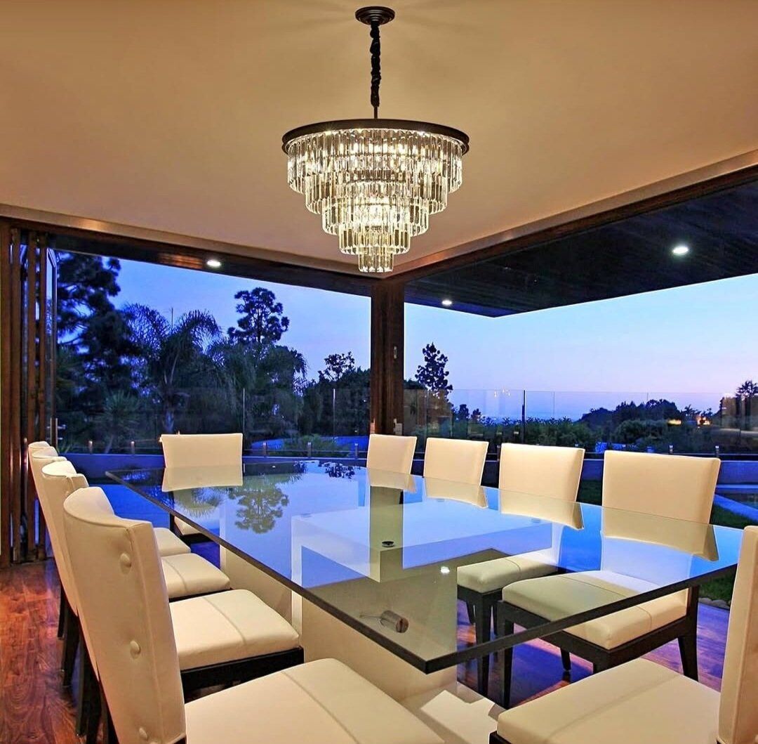 21-Black Crystal Chandelier 29.92" Modern Crystal