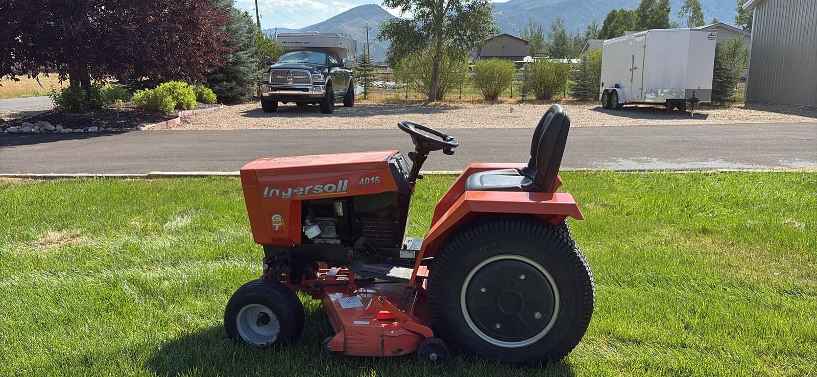 Vintage 1998 Ingersoll 4016 Garden Tractor with Mower Deck and Snowblower Attachment