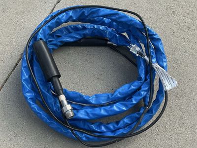 Blue Camco heated Water Hose with Electric Plug and Fittings