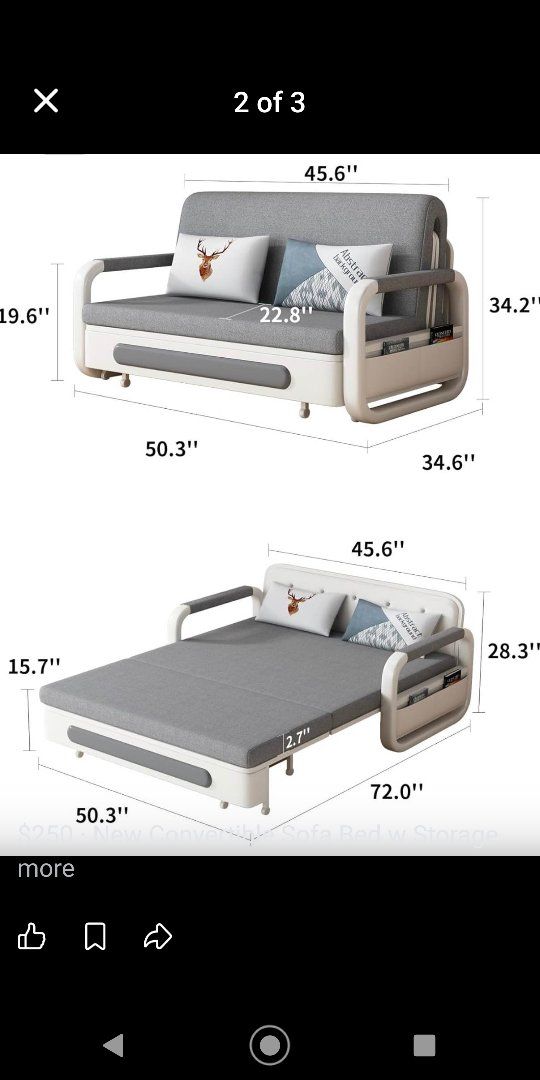 Nesscarsti Sofa Bed Brand New.White Grey.